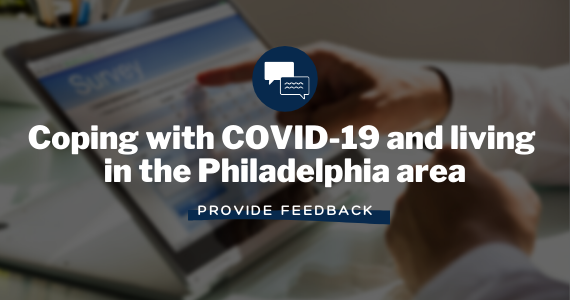 Person taking survey with text overlay of survey title